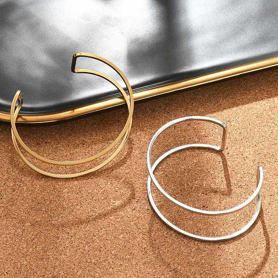 Ионное покрытие (IP) 304 полые открытые браслеты-манжеты из нержавеющей стали для женщин