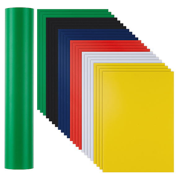24Pcs 6 Colors PVC Plastic Sheets, Rectangle