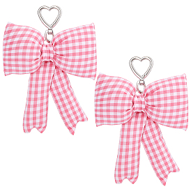 Подвесное украшение из полиэстера и сплава, для украшения сумки, бант с клетчатым узором