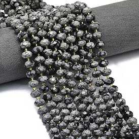 Природные снежинка обсидиан бисер нитей, граненые, рондель, с бисером