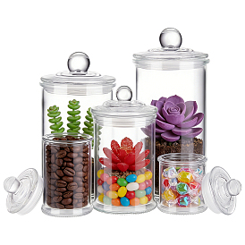 Bocal de rangement en verre colonne avec couvercle, conteneurs de stockage, avec autocollant en PVC