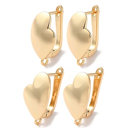 Brass Hoop Earrings Findings, Heart