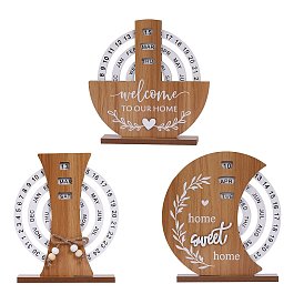 Wooden Rotating Perpetual Calendar, Home and Office Desk Decor
