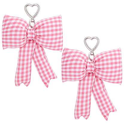 Подвесное украшение из полиэстера и сплава, для украшения сумки, бант с клетчатым узором
