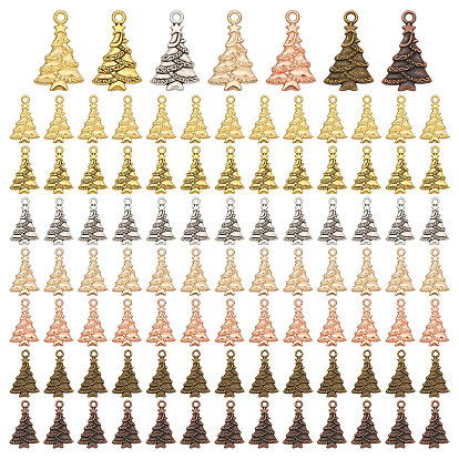 98 шт 7 цвета подвески из сплава в тибетском стиле, рождественская елка