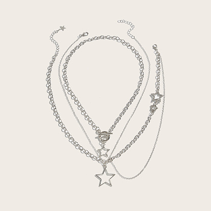 Кулон в форме звезды из цинкового сплава 3 многослойные ожерелья для женщин