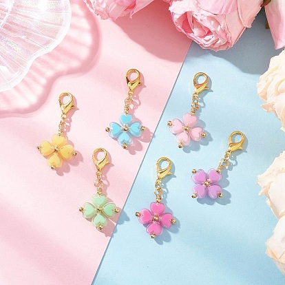 Клевер акриловые и латунные подвесные украшения, с цинковым сплавом застежками омаров коготь