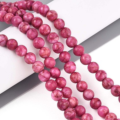 Бусы из натуральной американской бирюзы, окрашенная и подогревом, круглые