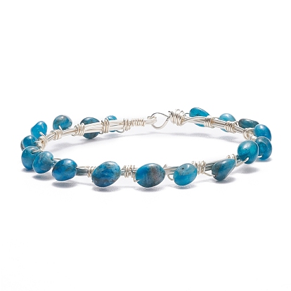 Bracelet tressé en perles d'aventurine verte naturelle, bijoux en pierres précieuses en fil de cuivre pour femmes, argenterie
