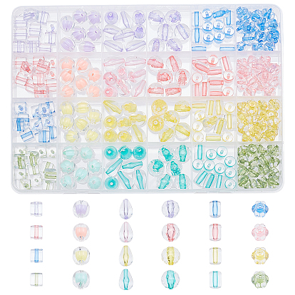 244Pcs 24 Style Transparent Acrylic Beads, Round & Cube & Column & Teardrop & Pumpkin & Lantern