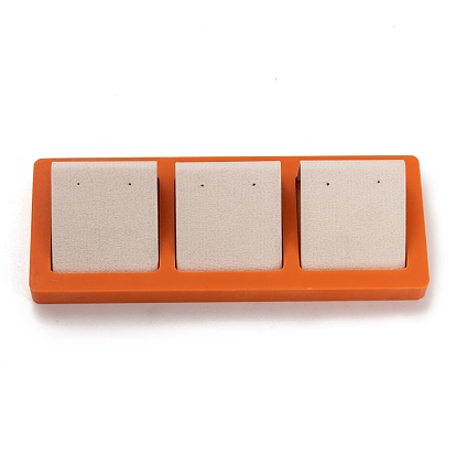 Resin Artificial Marble Finger Earring Display Tray, with 3 Grids PU Leather Holder, Jewelry Storage Box, Rectangle