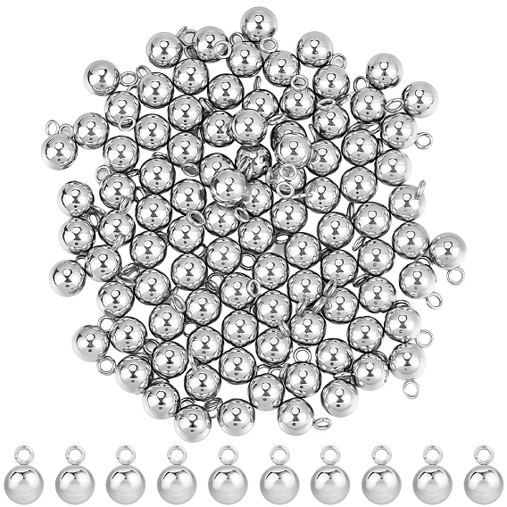 100 pcs 201 breloques en acier inoxydable, charme de balle