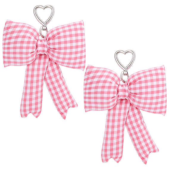 Подвесное украшение из полиэстера и сплава, для украшения сумки, бант с клетчатым узором