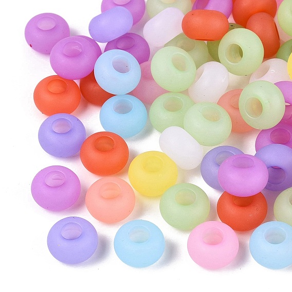 Матовые прозрачные акриловые европейские бусины, рондель, большое отверстие шарик