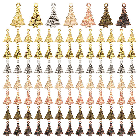 98 шт 7 цвета подвески из сплава в тибетском стиле, рождественская елка