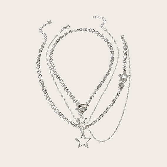 Кулон в форме звезды из цинкового сплава 3 многослойные ожерелья для женщин