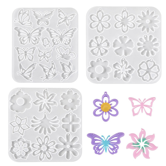 3 шт. 3 стили «сделай сам», силиконовые формы для подвесок, формы для литья смолы, прозрачные