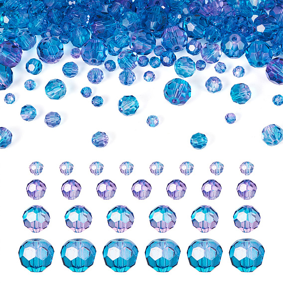 4 нити 4 стили краска для запекания прозрачные стеклянные бусины нити, круглые, граненый(32 граненый)