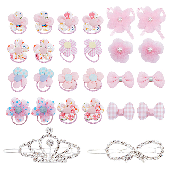 2шт 2 стили заколки для волос из сплава, заколка для волос со стразами и пряжкой для женщин и девочек, с 2сумками 2стили тканевые резинки для волос