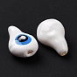 Enamel Beads, with ABS Plastic Imitation Pearl Inside, Teardrop with Evil Eye