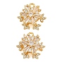 Brass Micro Pave Clear Cubic Zirconia Spinning Pendants, Snowflake Charms