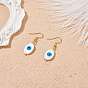 Boucles d'oreilles pendantes en coquillage naturel mauvais œil avec émail, plaqué or 304 bijoux en acier inoxydable pour femmes, forme mixte