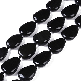 Natural Black Gemstone Beads Strands, Teardrop