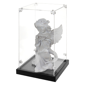 Vitrines en acrylique pour figurines avec socle noir, pour les chiffres, rectangle