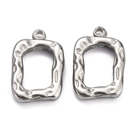 304 Stainless Steel Open Back Bezel Pendants, For DIY UV Resin, Epoxy Resin, Pressed Flower Jewelry, Rectangle