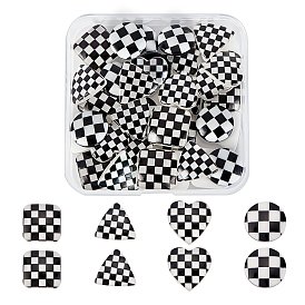 SUPERFINDINGS 40Pcs 4 Style Opaque Resin Cabochons, Mixed Shapes with Grid Pattern