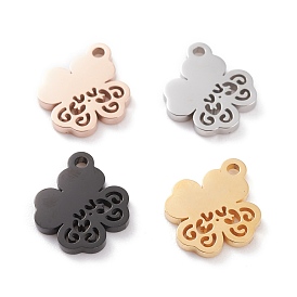 Ion Plating(IP) 304 Stainless Steel Charms, Laser Cut, Clover