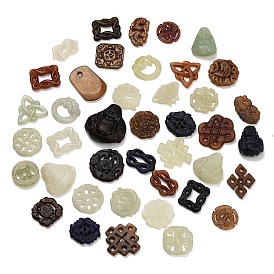 Natural Xiuyan Jade Findings Kits, Mixed Shape