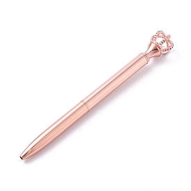 Big Crown Pen, Rhinestones Crystal Turn Retractable Black Ink Ballpoint Pen, Stylish Office Supplies