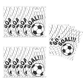 50Pcs Football Pattern Plastic Gift Bags with Die Cut Hole Handle, Rectangle