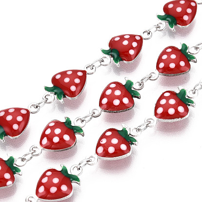 Латунные эмалевые цепочки с клубничным звеном, пайки, с катушкой