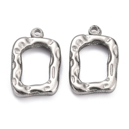 304 Stainless Steel Open Back Bezel Pendants, For DIY UV Resin, Epoxy Resin, Pressed Flower Jewelry, Rectangle