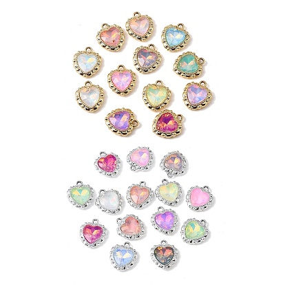 Подвески из сплава , с горным хрусталем и стеклом, сердце прелести, uv покрытие, разноцветные