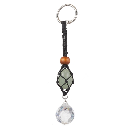 Стеклянный кулон в форме сердца/круглый декор, железные кольца и мешочек из плетеной нейлоновой нити для подвесных украшений