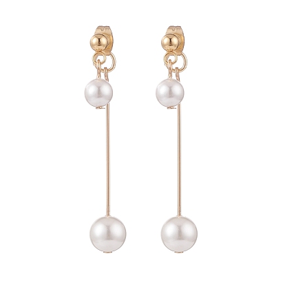 Aretes colgantes con perla de concha doble, 304 joyas de acero inoxidable para mujer