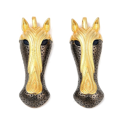 Латунные микропаве прозрачные подвески с фианитом, лошадь, стойки покрытие, без кадмия и без свинца, прочное покрытие