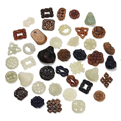 Natural Xiuyan Jade Findings Kits, Mixed Shape