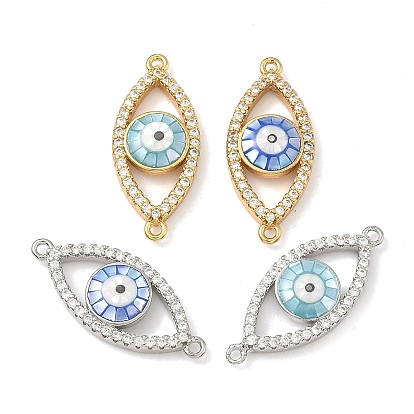 Подвески-коннекторы с прозрачными кубическими циркониями и эмалью в виде коннектора "лошадиный глаз" из латуни, с естественной оболочке, долговечный, стойки покрытие