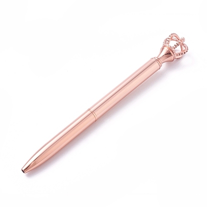 Big Crown Pen, Rhinestones Crystal Turn Retractable Black Ink Ballpoint Pen, Stylish Office Supplies
