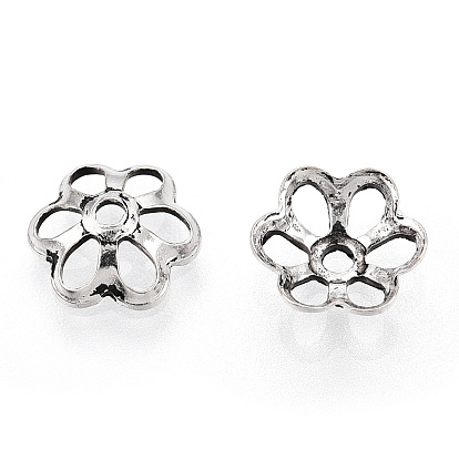 Тибетский стиль 925 колпачки для бусин из стерлингового серебра, 6-лепестков цветка