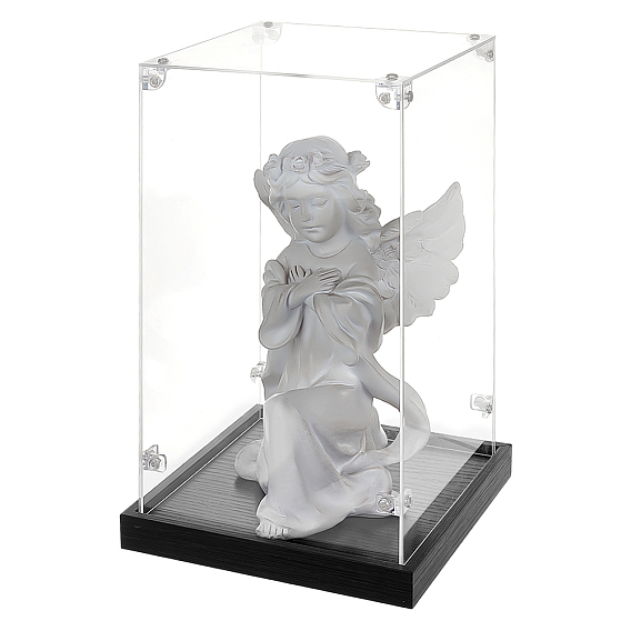 Vitrines en acrylique pour figurines avec socle noir, pour les chiffres, rectangle