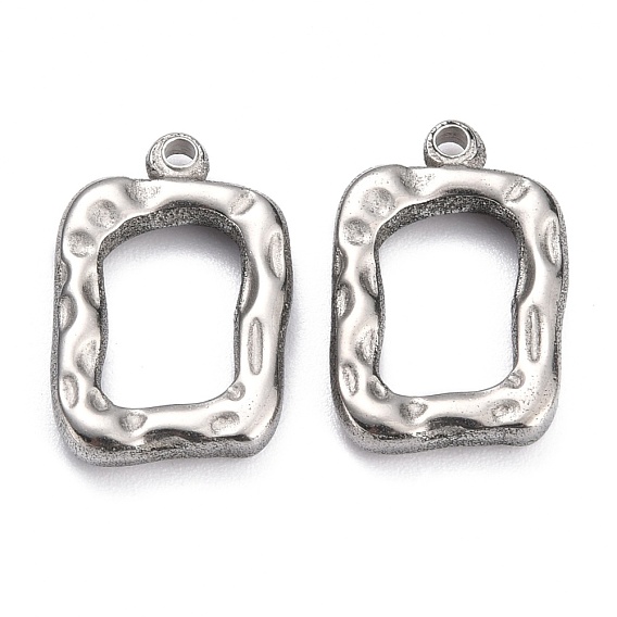 304 Stainless Steel Open Back Bezel Pendants, For DIY UV Resin, Epoxy Resin, Pressed Flower Jewelry, Rectangle