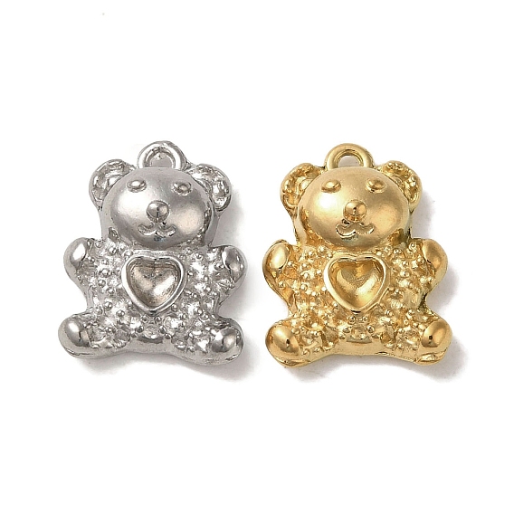 Ионное покрытие (IP) 304 бусины из нержавеющей стали, установка стразов, медведь