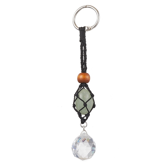 Стеклянный кулон в форме сердца/круглый декор, железные кольца и мешочек из плетеной нейлоновой нити для подвесных украшений