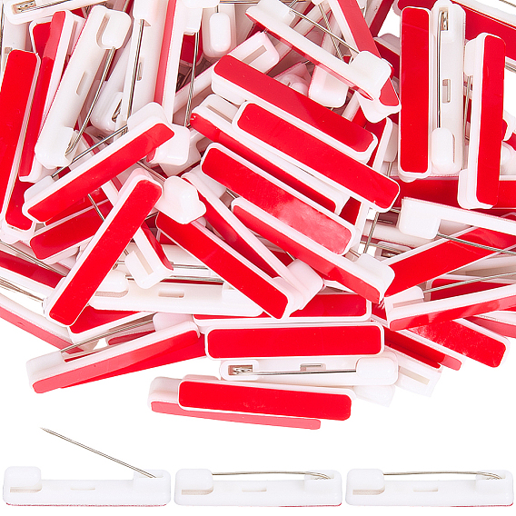 100шт. пластиковая фурнитура для броши, клейкие штифты на задней планке с железными булавками