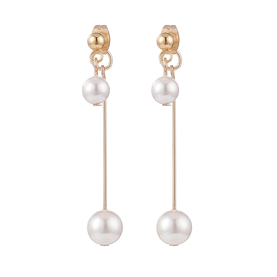 Aretes colgantes con perla de concha doble, 304 joyas de acero inoxidable para mujer